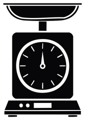 Monochrome Icon of a Kitchen Scale Weighing Ingredients with an Analog Display and Modern Digital Integration for Home Cooking