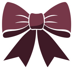 Isolated Burgundy Bow With Curled Ribbon Detail for Holiday or Celebrations