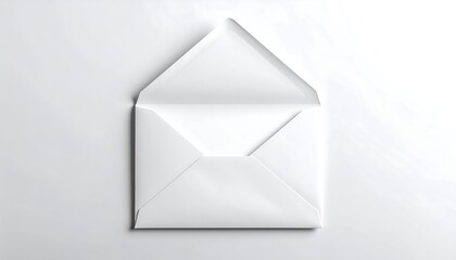 Open white envelope on a clean white background, ready for a message.