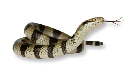 A banded krait snake on transparent background.