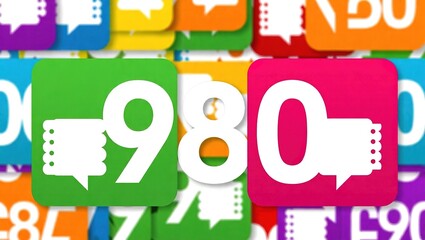 Colorful Social Media Notification Icons with Numbers.