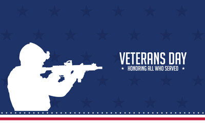 Veterans Day Template Design with US army silhouette.