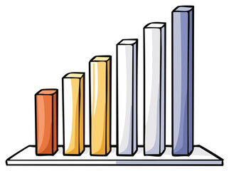 Rising Bar Chart Cartoon Showing Growth and Progress, Demonstrating Positive Trends and Success, Illustration