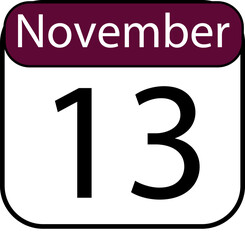 Mark your calendar with this bold November 13th date graphic, perfect for event planning and important reminders.