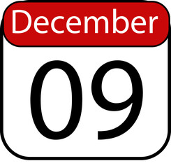 Crisp December 9th calendar icon symbolizing important dates, planning, and seasonal events with bold clarity