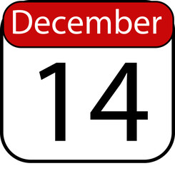 Bold December 14th calendar date graphic symbolizing important events, holidays, or deadlines with clear visual appeal