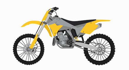Obraz premium Vibrant Yellow and Grey Motocross Dirt Bike Illustration - Isolated Side View