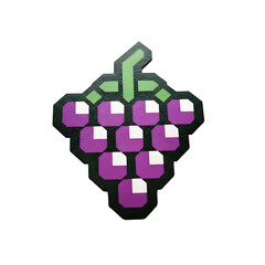 Pixelated grape cluster illustration on transparent background