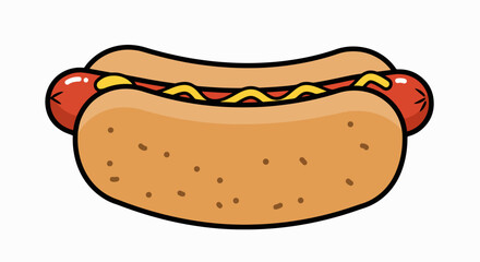 Vibrant Cartoon Hot Dog with Golden Mustard Swirl