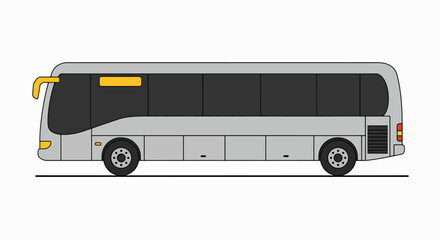 Streamlined Coach Bus Vector Illustration: Grey Passenger Transport Vehicle