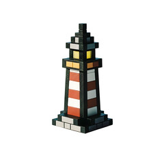 Pixelated lighthouse illustration against transparent background