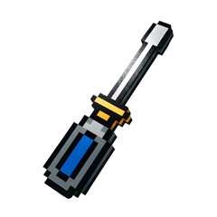Pixelated screwdriver isolated on transparent background construction tool concept