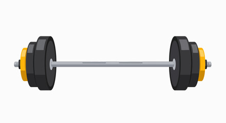 Gym Barbell with Black and Yellow Weight Plates - Essential Equipment for Strength Training & Fitness Workouts