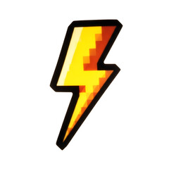 Pixelated yellow lightning bolt icon against transparent background