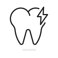 Toothache line icon. Dental, tooth symbol. Dentistry, stomatology, medicine, hygiene concept. Isolated on a white background. Editable stroke. Flat design. Vector illustration.