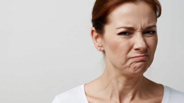 Woman makes a disgusted face