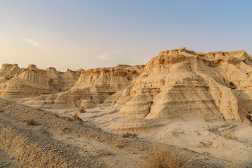 Eroded Sedimentary Rock Formations in Bardenas Reales Natural Park, Navarra Spain, Badlands Landscape, Clay Cliffs, Desert Terrain, Formations, Arid