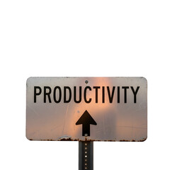 Productivity sign with arrow pointing up isolated on transparent background