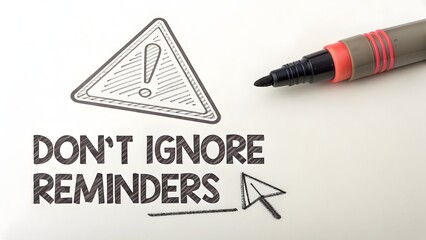 Warning sign sketch with message Dont ignore reminders