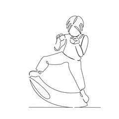 One continuous single drawing line art flat doodle sport, gymnastics, training, exercise, girl, little, fitness, health. Isolated image hand draw contour on a white background, hand drawn, not AI