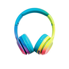 Wireless headphones with gradient color scheme isolated on transparent background