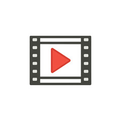 動画再生のカラーアイコン、素材、背景なし、資料作り、シンプル、UI