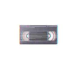 Vhs tape illustration with glitch effect on transparent background