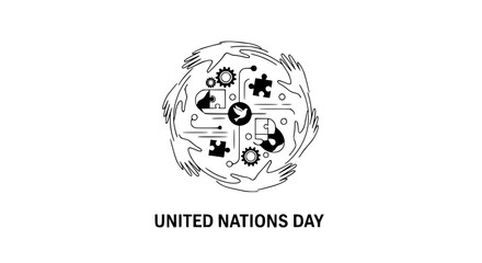 United Nations Day Symbol: A symbolic representation of unity and global cooperation for a better world, featuring interconnected hands and intricate design elements.