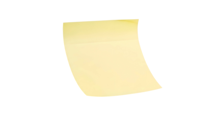 Curving, unwritten, light yellow sticky note