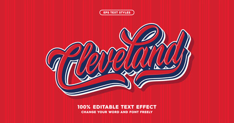 Cleveland: American baseball clubs. A dynamic baseball-inspired text effect that brings style and energy to designs. Fully editable for a sporty aesthetic.