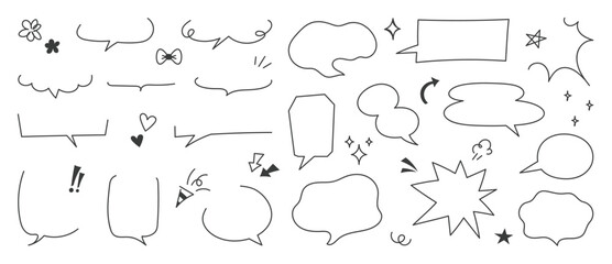Fototapeta premium Speech bubble element vector set. Hand drawn speech bubble in different shape with doodle decorative. Design for chat, talk, sale sticker, icon.