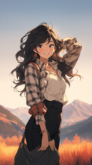 체크 셔츠 코디 가을 패션의 한국 여성