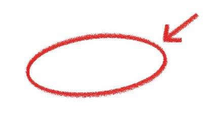 Red circle and arrow isolated on transparent background