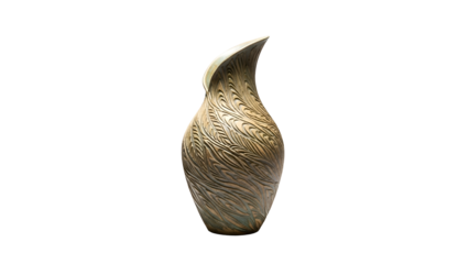 Ornate vase with swirling floral pattern, curving neck and lip