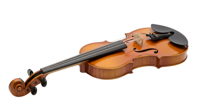 Golden brown violin instrument isolated on black