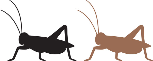 Two silhouette grasshoppers one black one brown