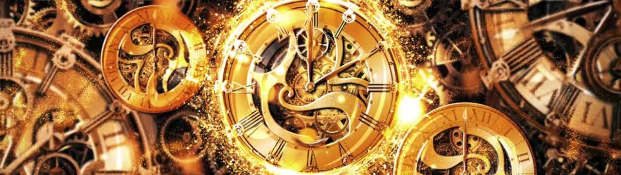 Luxury Time Machine Concept with Glittering Gold Steampunk Elements