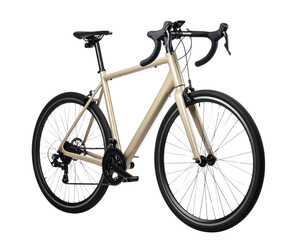 Obraz premium Minimalist Beige Road Bike Angled Front View, White Studio Background