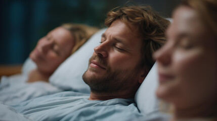 Parents practicing gentle stretches, breathing, and positioning together in the birthing room, emphasizing teamwork, emotional readiness, and comfort techniques for labor. three-quarter wide angle,