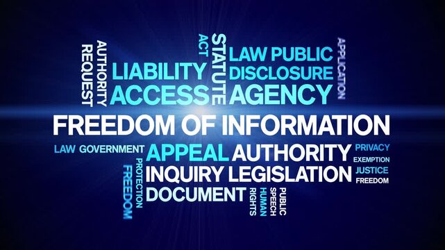 Freedom of information animated word cloud-text design animation tag kinetic typography seamless loop.