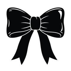 Glossy Black Bow Silhouette – Elegant Fashion Ribbon Vector Design