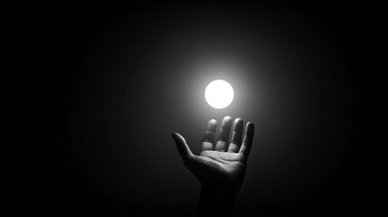 Hands, open and supporting a bright full Moon