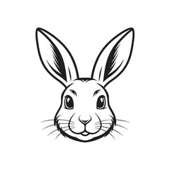 Obraz premium Rabbit head icon clean rabbit face outline silhouette on white background