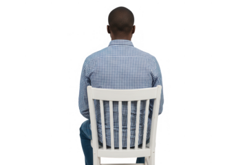 Man sitting on a chair isolated on transparent background