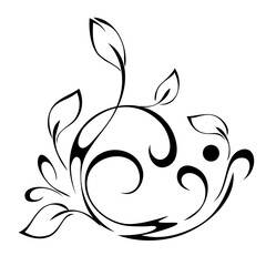 decorative element with an abstract, ornate pattern and stylized leaves; graphic design