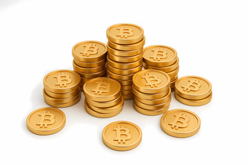 Bitcoin Cryptocurrency Coins Stacked Pile