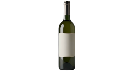 Unlabeled green wine bottle stands against black. Mockup