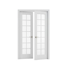 Elegant white french doors with multiple panes of glass