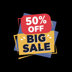 Best Deal Special Offer Banner Vector, Dynamic Geometric Discount Tag Up to 50% Off on Black Background