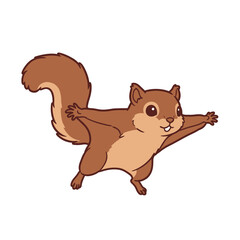 Cute cartoon flying squirrel with outstretched arms and happy expression.